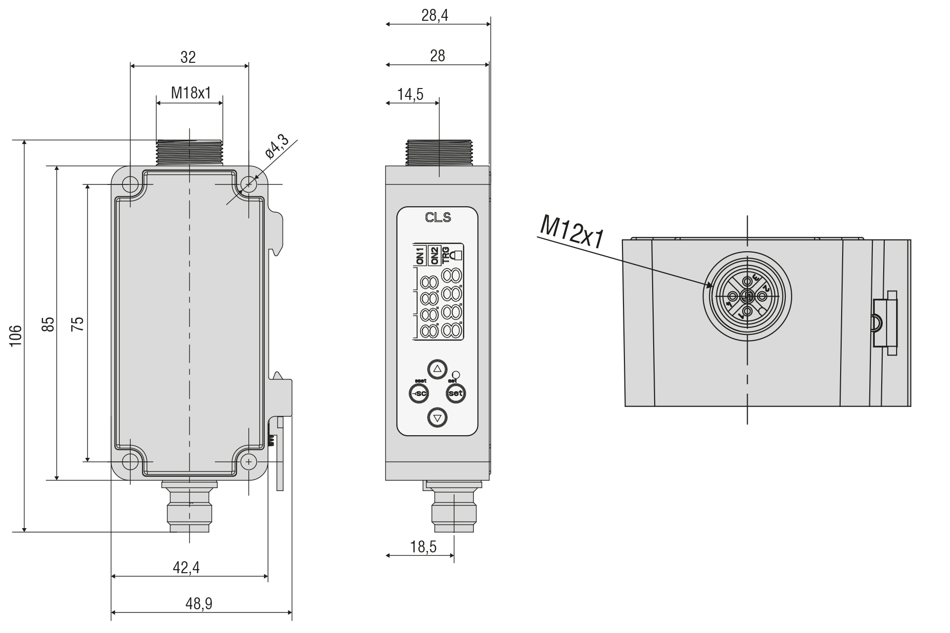 Kompakter Controller CLS1000-QN-PNP-T mit Reflex-Lichtleiter und Triggereingang